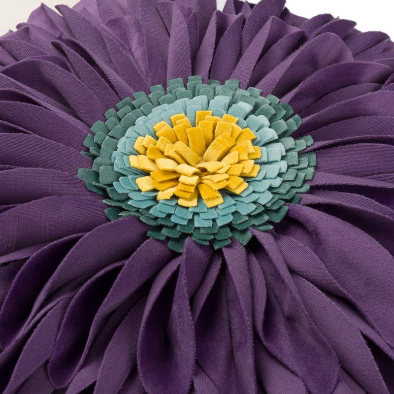 OiseauVoler 3D Sunflowers Throw Pillow Cases Decorative Handmade Cushion Covers for Home Sofa Car Bed Room Decor 18 x 18 Inch Purple - Image 3